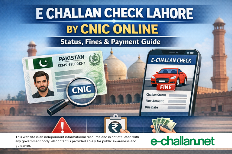 e challan check lahore by cnic