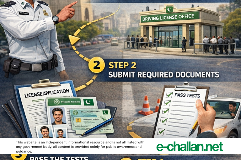 no driving license challan in Pakistan