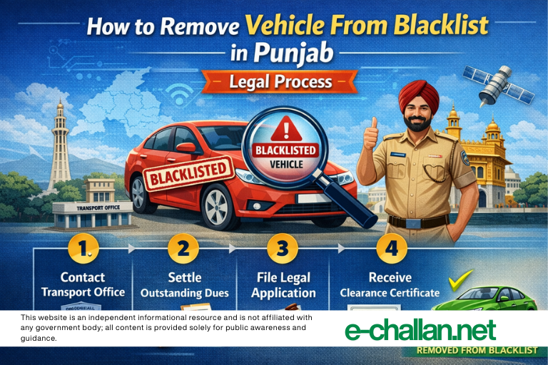 how to check vehicle blacklist status online in Punjab