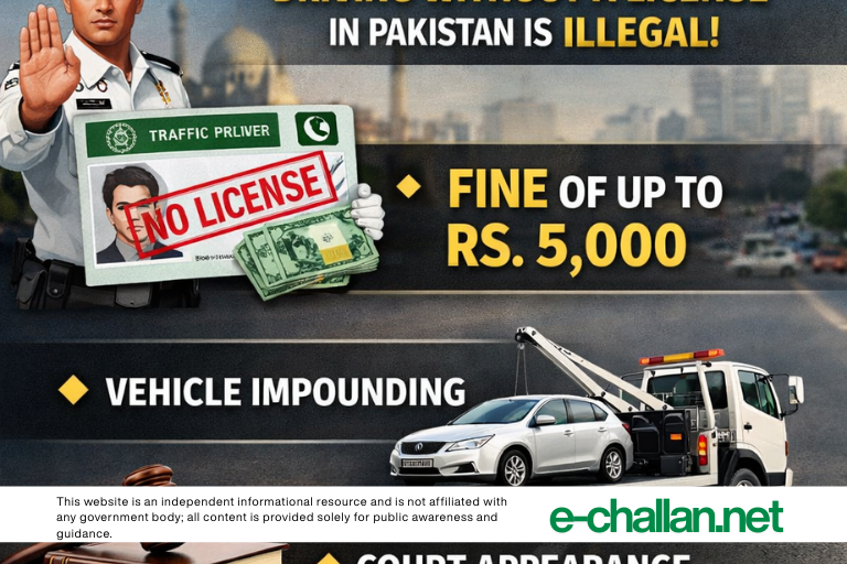 No driving license challan in Pakistan