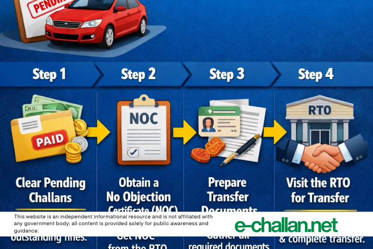 how to transfer vehicle ownership if challan is pending