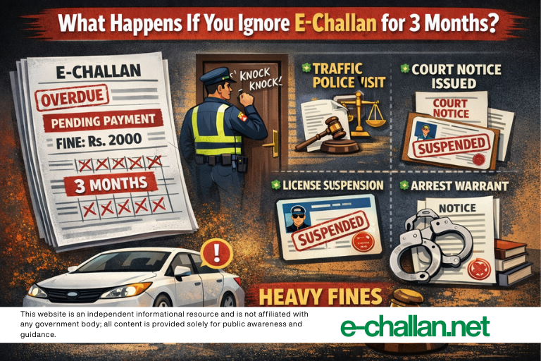 what happens if you ignore e challan for 3 months