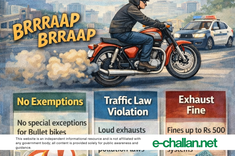 bullet loud sound without challan