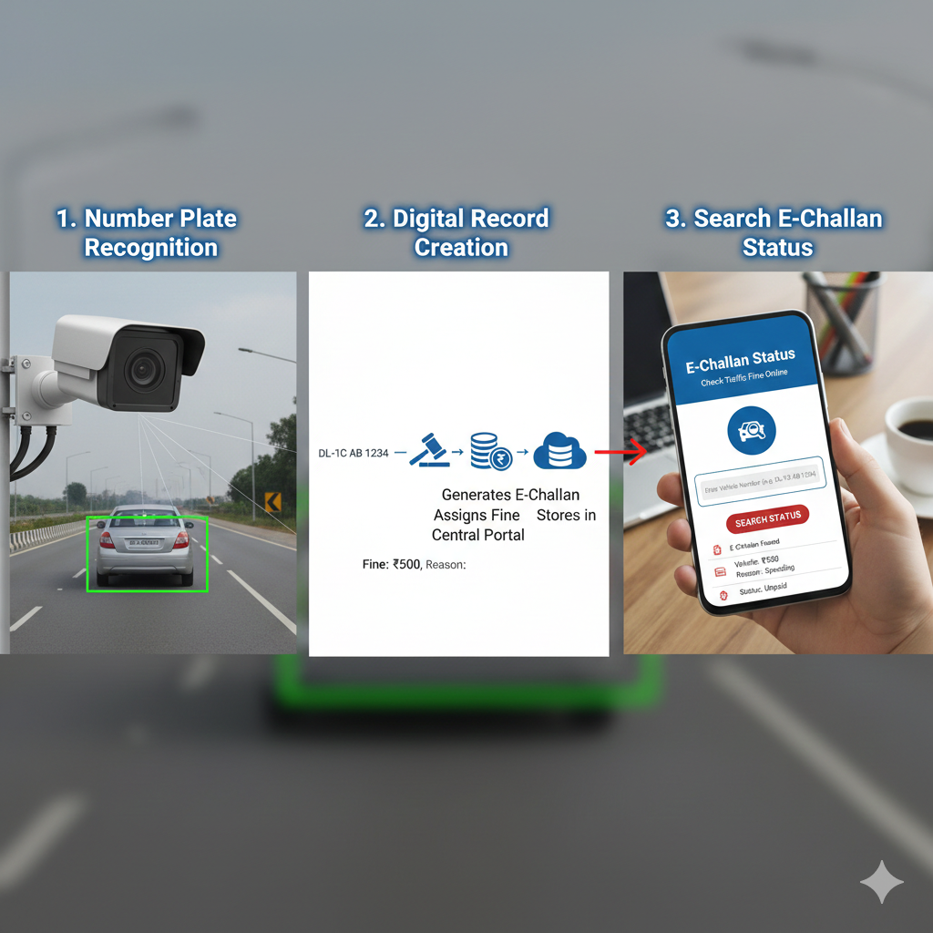 e challan status only vehicle number 