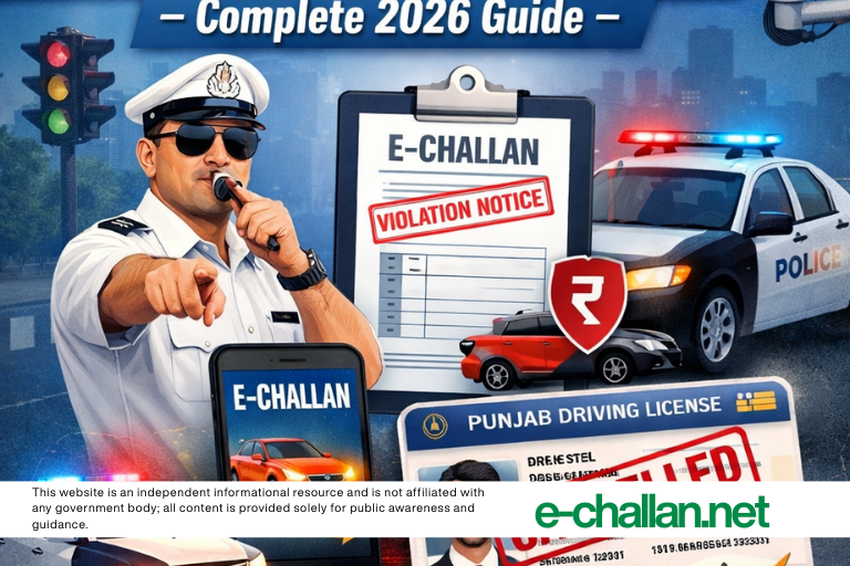 how many e challans lead to license cancellation in Punjab