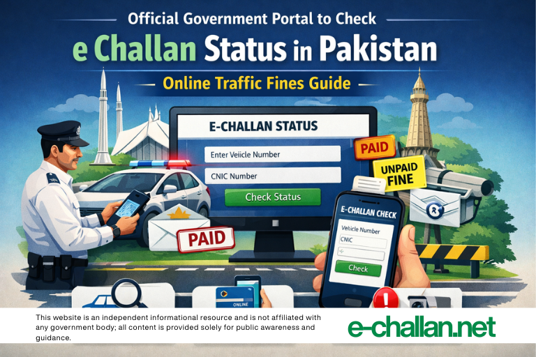 official government portal to check e challan status in pakistan