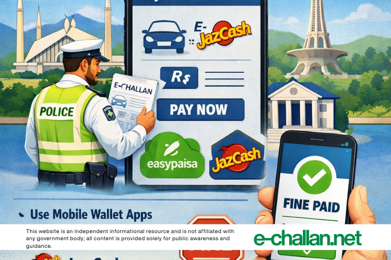 paying islamabad and punjab traffic fines via mobile wallet apps