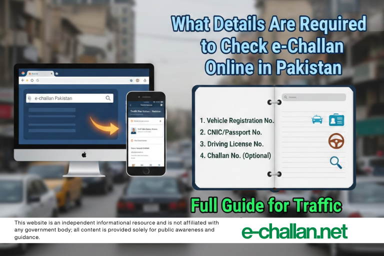 what details are required to check e challan online in pakistan