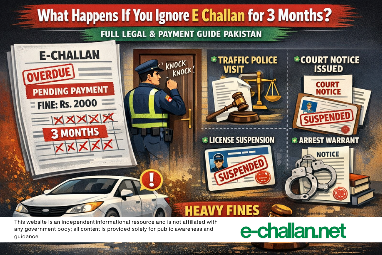 what happens if you ignore e challan for 3 months